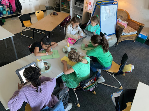 elementary students writing a play