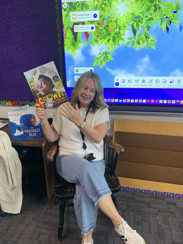teacher giving a book talk