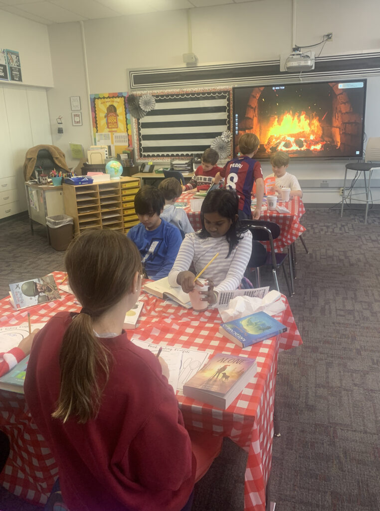 elementary students reading in class