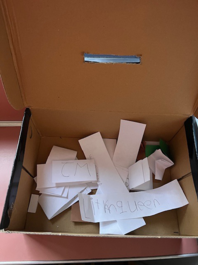 box of song requests for elementary classroom dance party