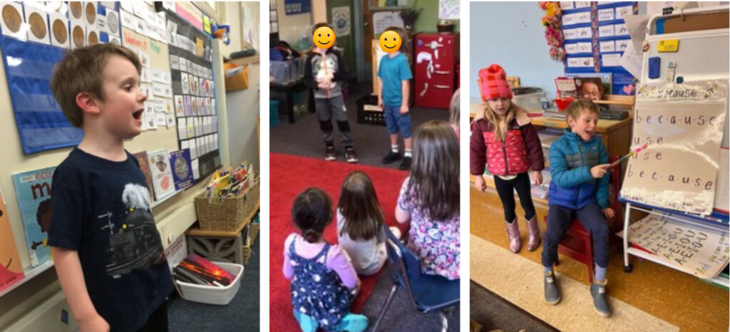 elementary students presenting to classmates