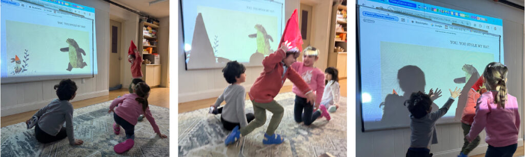 elementary children playing the roles of book characters