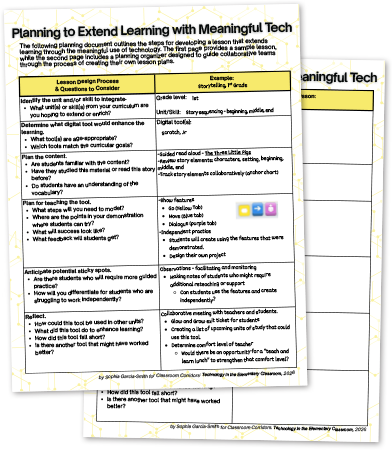 thumbnail of "Planning to Extend Learning with Meaningful Tech" worksheet