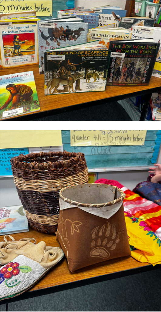 Books about and artifacts from Native American culture