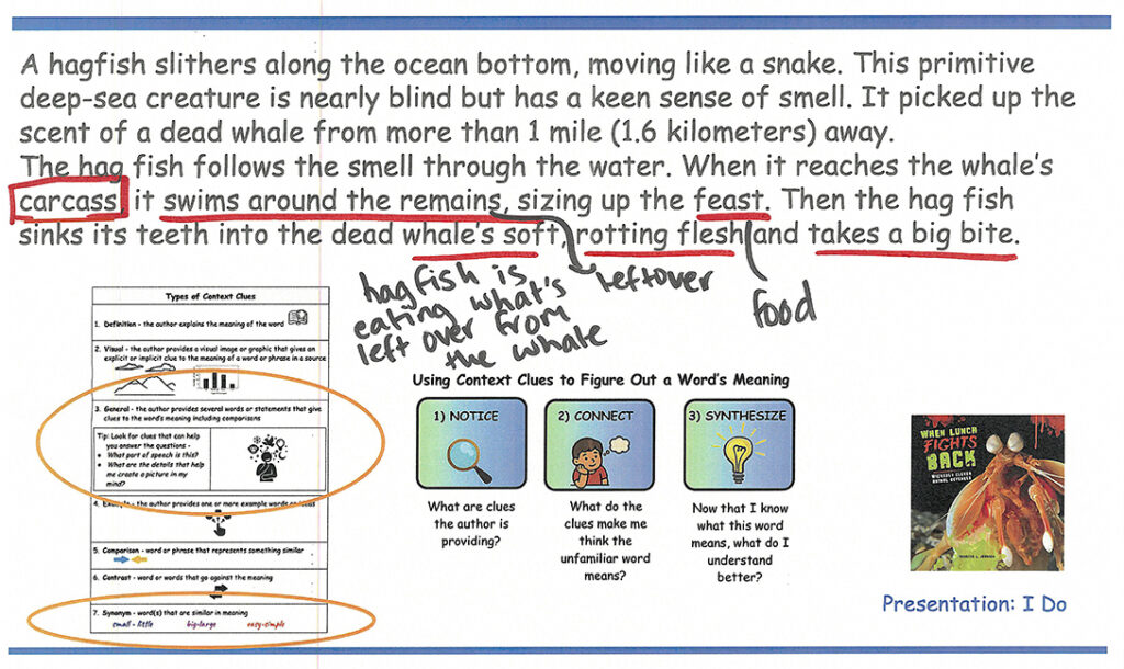 teacher example of how to use context clues to determine meaning