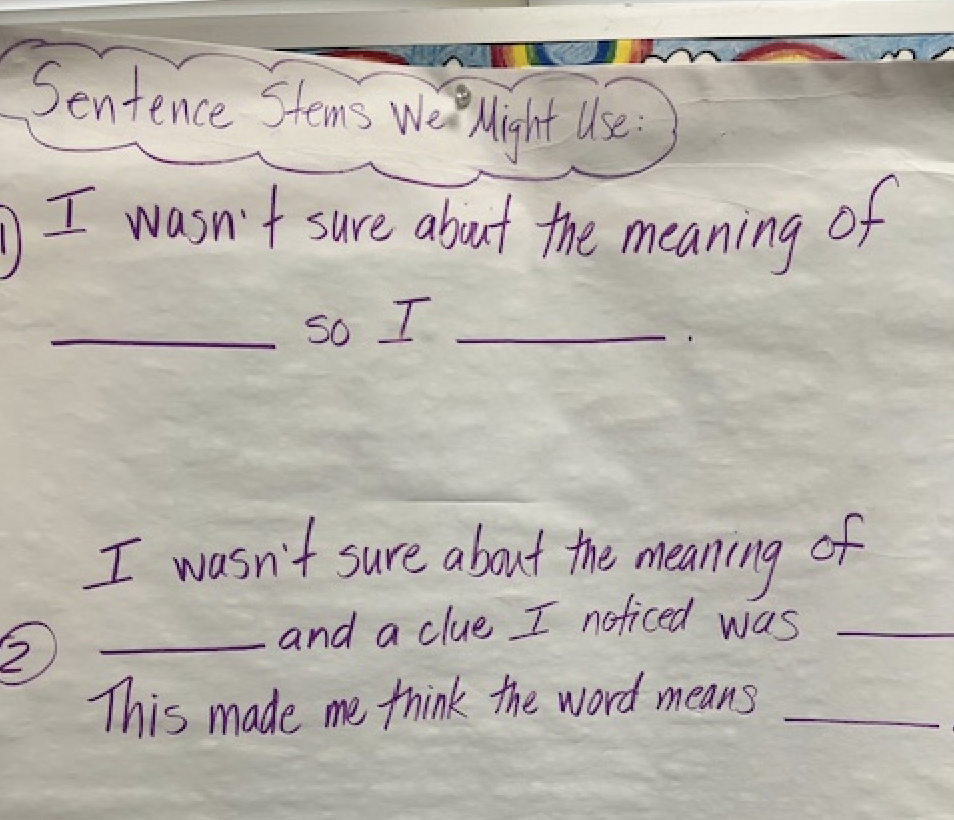 sentence stems for vocabulary study