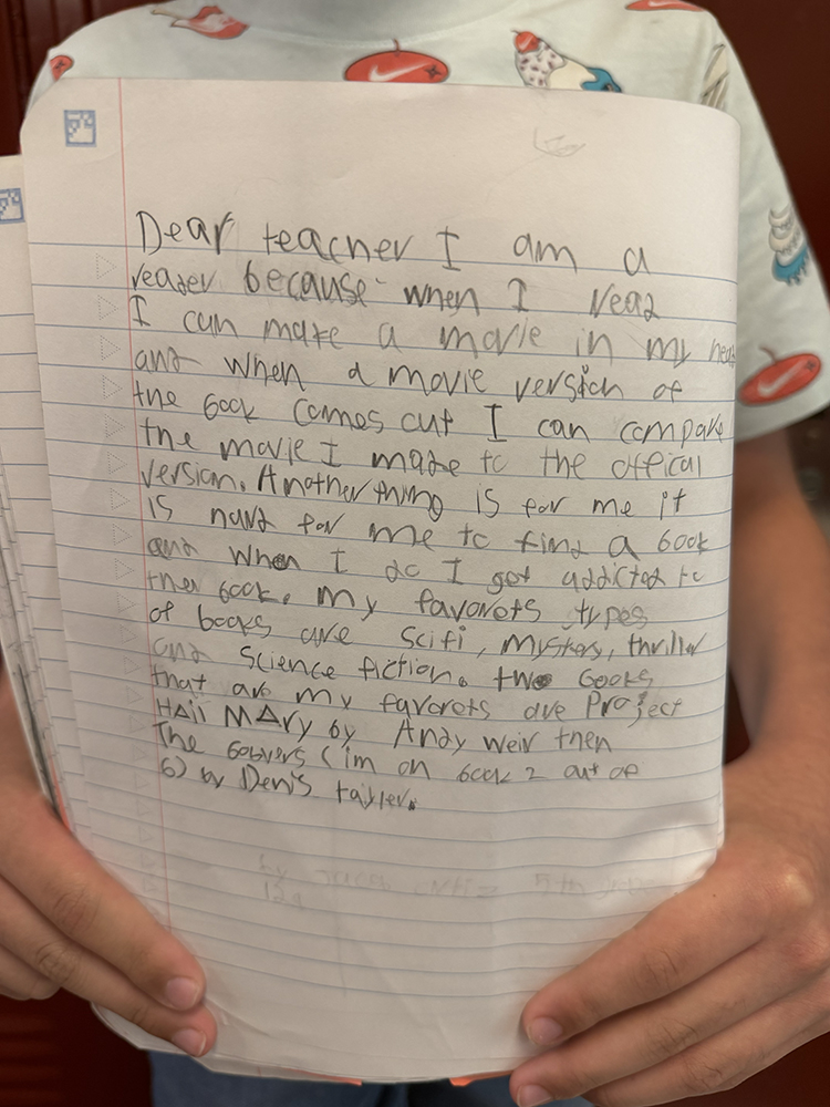 student letter written to their teacher