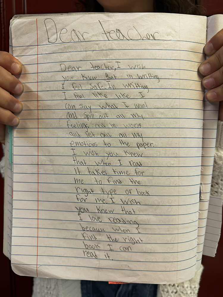 student letter written to their teacher