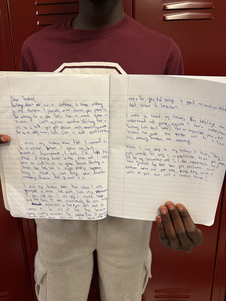 student letter written to their teacher