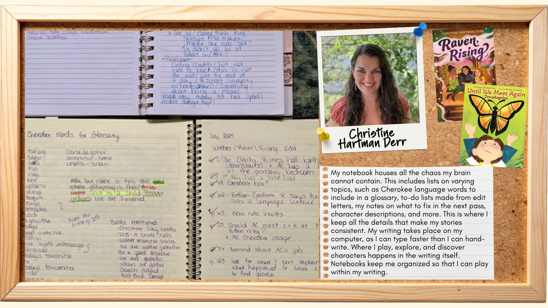Writer's notebook description by Christine Hartman Derr